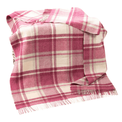 John Hanly Picnic Blankets Natural Pink Mix Plaid Large Irish Picnic Blanket