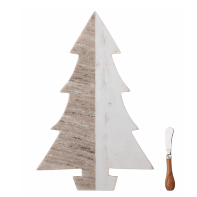 Bloomville Christmas Christmas Tree Serving Tray w/Knife,