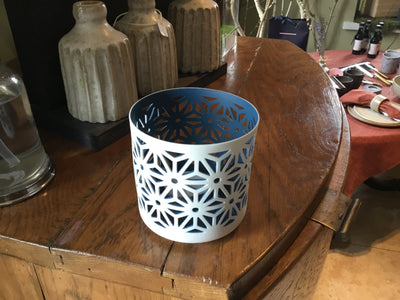 CLIFF Home Metal Candle Holder - White and Blue