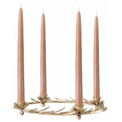 Clover Woodcraft Christmas Candle Holder, Brass, Metal