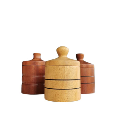Clover Woodcraft Honey Pot Wood Turned Lidded Seasoning Pot