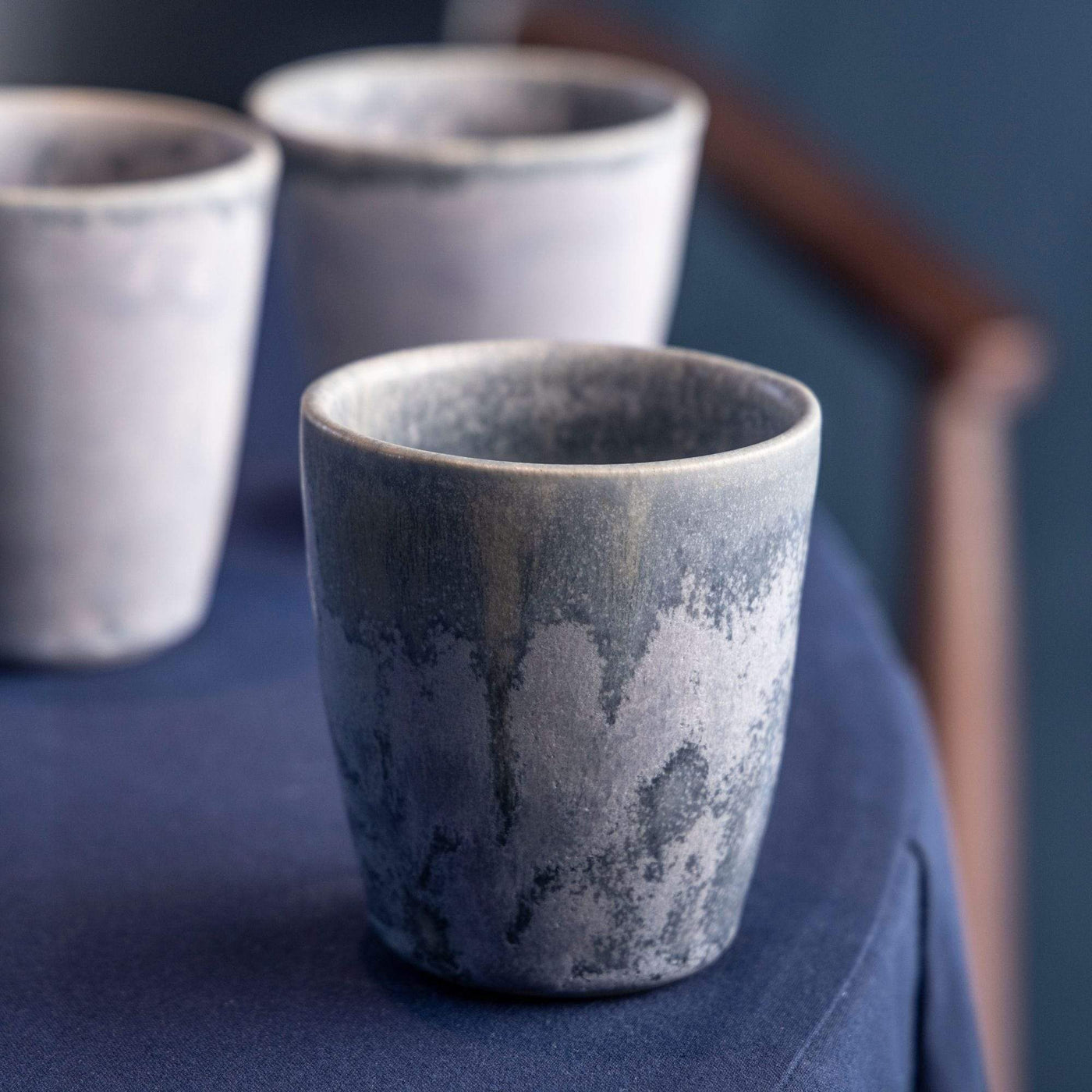 Fermoyle Pottery Blue Stoneware Cup with Wood Ash Glaze