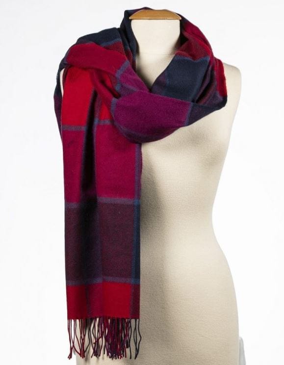 John Hanly Scarves Navy Red Purple Block Oversized Merino Scarf