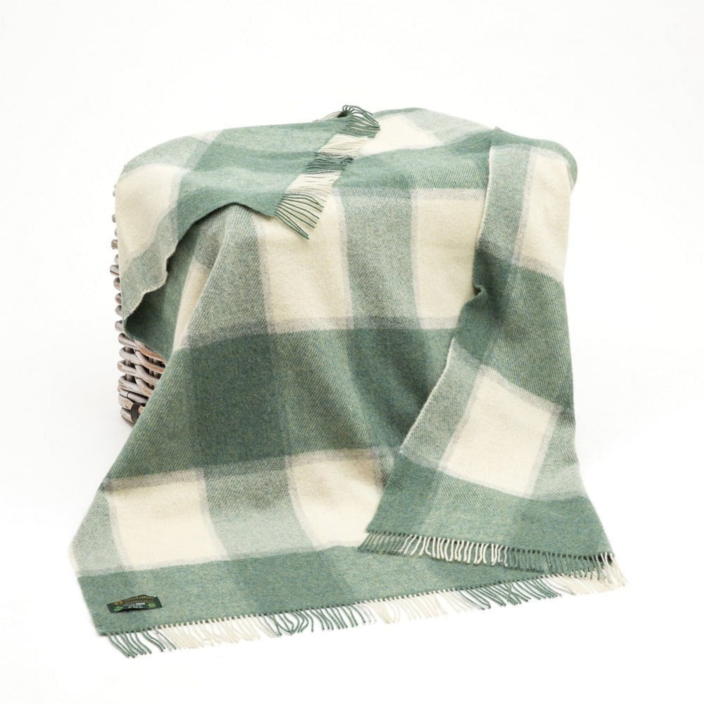 John Hanly Throw White Sea Green Block Large Irish Picnic Blanket